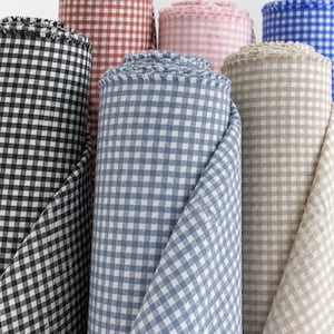 Mini Check, 170 g/m², 3 mm fijne gingham, 100% puur vlaslinnen, 140 cm breed, voor naaien en woondecoratie, linnen stof op maat gesneden