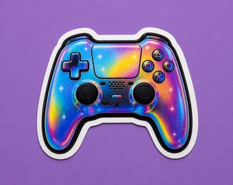 Video Game Controller Chromatic Theme Vinyl Sticker, For Water Bottles and Tech Gear