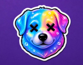 Dog Chromatic Theme Vinyl Sticker, For Water Bottles and Tech Gear
