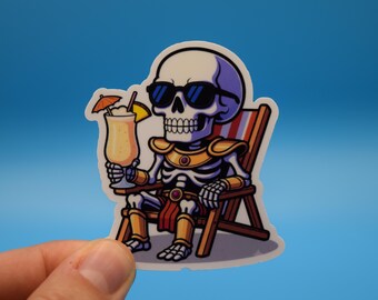 Skeleton Pharoah Vinyl Sticker, For Water Bottles and Tech Gear