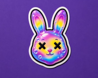 Rabbit Chromatic Themed Vinyl Sticker, For Water Bottles and Tech Gear