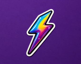 Lightning Bolt Chromatic Theme Vinyl Sticker, For Water Bottles and Tech Gear