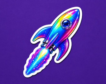 Rocket Chromatic Theme Vinyl Sticker, For Water Bottles and Tech Gear