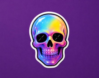 Skull Chromatic Theme Vinyl Sticker, For Water Bottles and Tech Gear