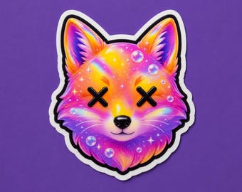 Fox Chromatic Themed Vinyl Sticker, For Water Bottles and Tech Gear