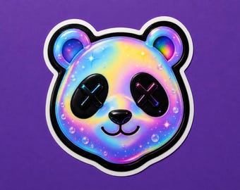 Panda Chromatic Themed Vinyl Sticker, For Water Bottles and Tech Gear