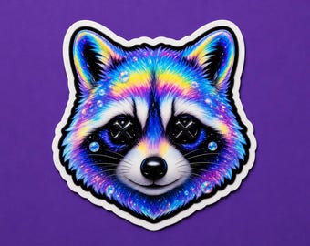 Raccoon Chromatic Themed Vinyl Sticker, For Water Bottles and Tech Gear