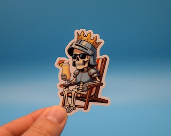 Skeleton Knight Vinyl Sticker, For Water Bottles and Tech Gear