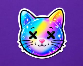 Cat Chromatic Theme Vinyl Sticker, For Water Bottles and Tech Gear