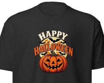 Glad Halloween-tröja! Läskig t-shirt, Halloween-pumpa-tröja