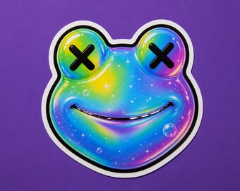 Frog Chromatic Themed Vinyl Sticker, For Water Bottles and Tech Gear