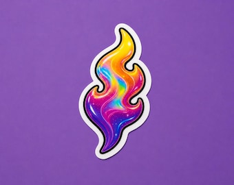 Chromatic Flame Theme Vinyl Sticker, For Water Bottles and Tech Gear