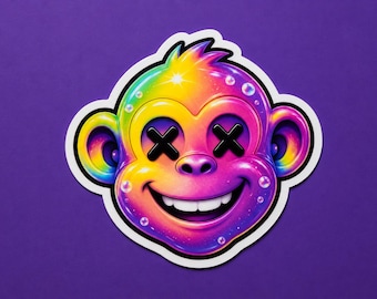 Monkey Chromatic Theme Vinyl Sticker, For Water Bottles and Tech Gear