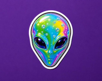 Alien Chromatic Theme Vinyl Sticker, For Water Bottles and Tech Gear