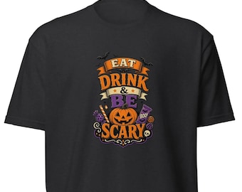 Rolig Halloween-tröja, ät drick och var läskig, läskig säsong-t-shirt