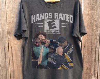 Carson Hocevar vs Ryan Blaney Shirt, Hands Rated E For Everyone T-Shirt, Vintage Bootleg Racing Graphic Tee, NASCAR Fight Apparel, Gift Tee