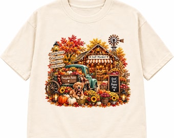 Herfststadje PNG, Patchwork pompoendorp PNG, Herfstkerkstad sublimatie, Cottagecore herfst PNG, Pompoenveld digitale download