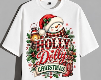 Holly Dolly Kerst PNG, Western Cowgirl Kerst PNG, Kerstontwerp, Kerstcadeau voor Moeder, Western Decoratie, Digitale Kerstdownload