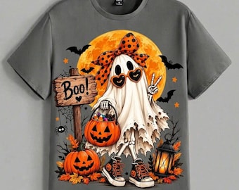 Trendy Ghost Halloween PNG, Skeleton Ghost Sneakers Clipart, Boo Trick or Treat Sublimation Design, Cute Ghost Sunglasses Shirt PNG