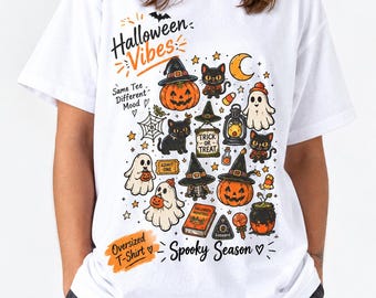 Zwarte kat Halloween PNG, Lang leve Halloween T-shirt ontwerp, Vintage griezelige pompoen/spook, Retro kattenliefhebber cadeau sublimatie