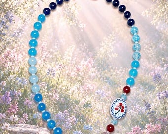 Fairy Garden Collection - Handmade beaded necklace with blossom medallion