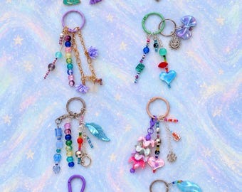 One-of-One Beaded Bag Charms – Custom Letter, Czech Glass, Ceramic, Gemstones (Y2K Style)