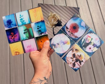 Experimental Floral Polaroid Prints, Colorful Abstract Flower Photography (5x5 or 8x8)