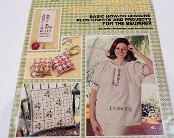 First Steps In Counted Cross Stitch Booklet - Beginner's Guide w/ Patterns & Finishing Instructions - American School Of Needlework (1978)