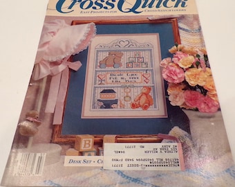 CrossQuick (June/July 1989) - Easy Projects for Cross Stitch Lovers - Counted Cross Stitch Magazine Booklet - Nine Patterns & Projects