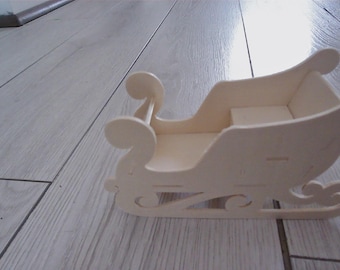 3D Wooden Christmas Sleigh Model | Wooden Puzzle with Storage Box, PLA, Tabletop Christmas Tree Decoration, DIY Gift