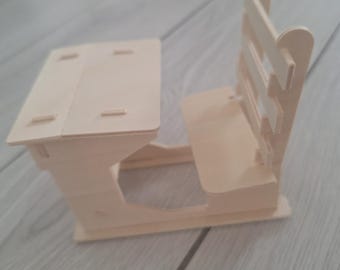 3D Wooden School Desk Puzzle with PLA Box | Model of an Old School Desk to Assemble, Teacher Gift, DIY Kit