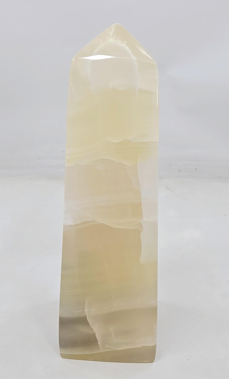 530 Gram Lemon Calcite Crystal Tower, Polished Obelisk Home Decor (14.2 ...
