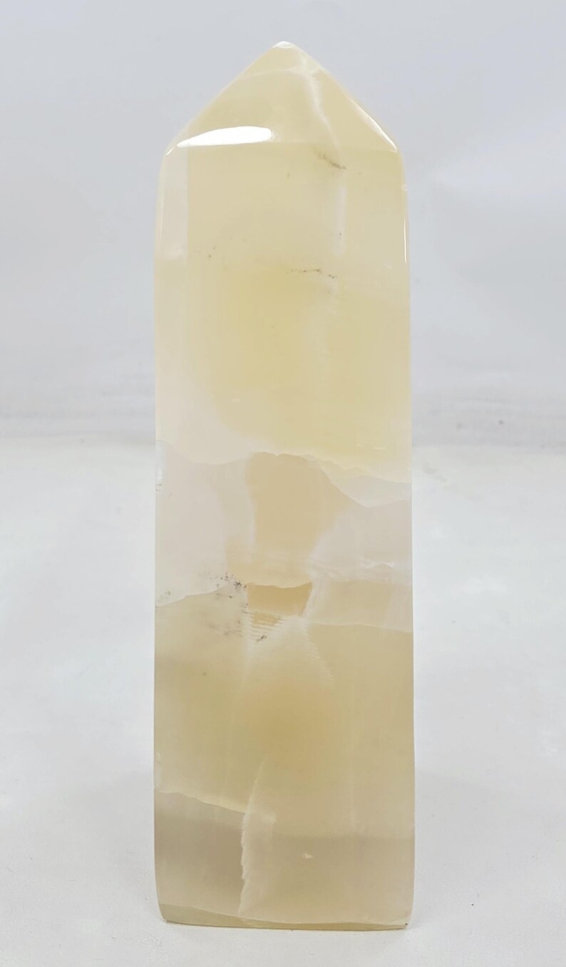 530 Gram Lemon Calcite Crystal Tower, Polished Obelisk Home Decor (14.2 ...