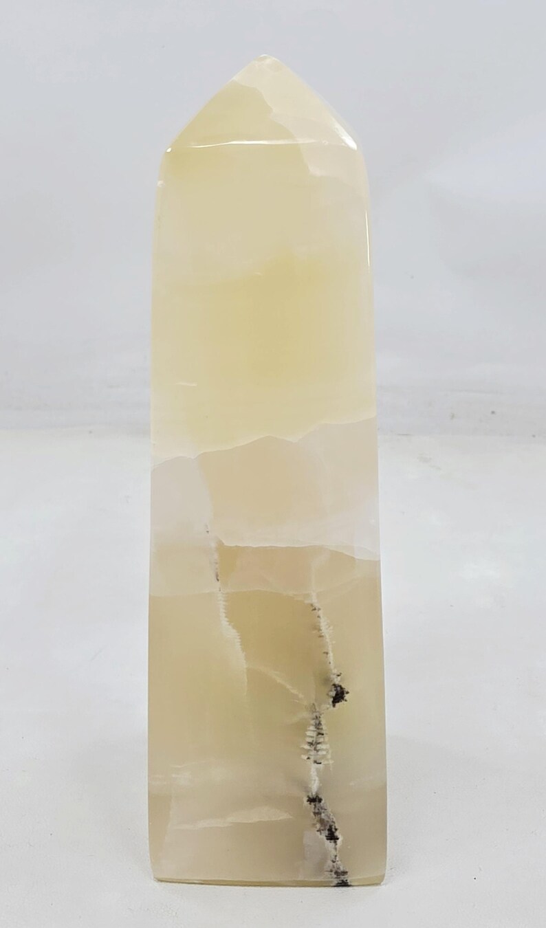 530 Gram Lemon Calcite Crystal Tower, Polished Obelisk Home Decor (14.2 ...