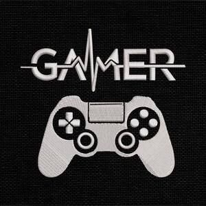 Gamer Embroidery Design, Heartbeat Controller Set Machine Embroidery Instant File, Multi Sizes
