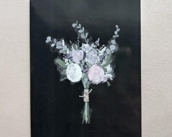 Soft Bouquet on Black Greeting Card | Blank Note Cards | Any Occasion | Glossy Card