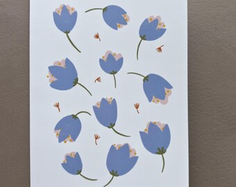 Tossed Flowers Greeting Card | Blank Note Cards | Any Occasion | Glossy Card