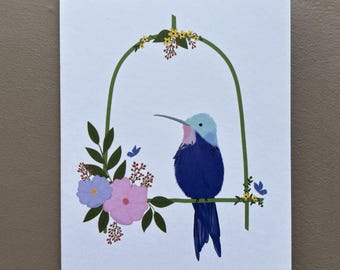 Resting Hummingbird Greeting Card | Blank Note Cards | Any Occasion | Matte Card