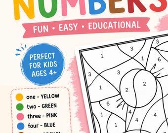 Dibujos para colorear por números: Aprendizaje lúdico para niños de 4 años en adelante (2 hojas)