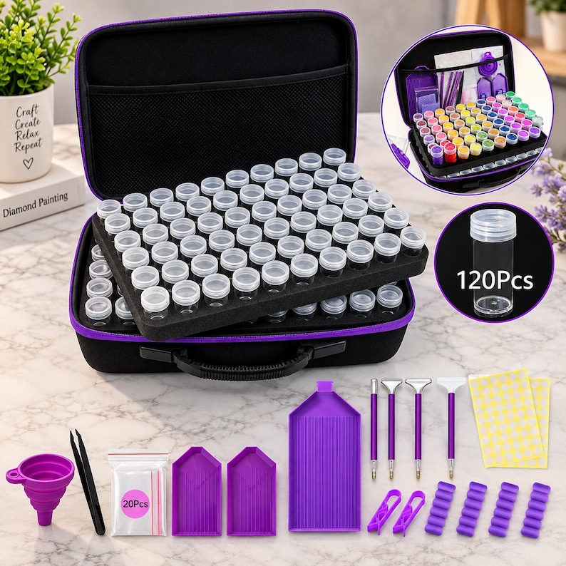 5D Diamond Painting Tool Kit With Storage Box, Resin Pen, Trays & Tools ...