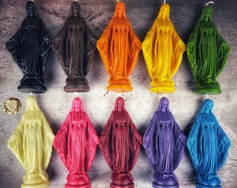 Beeswax Queen of Heaven Candle | Mother Mary Candle | 10 Colors Available! | Free Shipping!