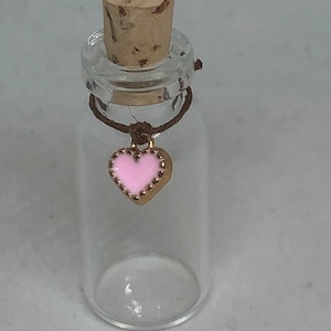 Keepsake Glass Vial with Cork - Pink Heart Charm