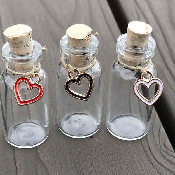 Love heart keepsake glass vial for lock of hair, fur, beach sand, baby teeth, the possibilities are endless!