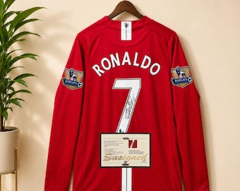 Signiertes Manchester United Trikot von Cristiano Ronaldo mit der Nummer 7, CR7-Autogramm aus der Saison 2007/08, Fußball-Sammlerstück