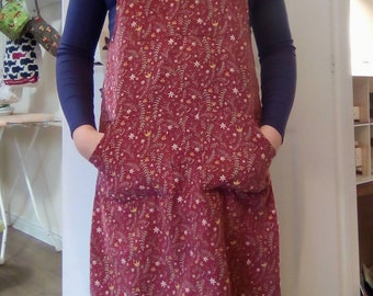 ladies red pinafore dress