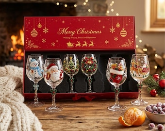 Julvinglasset med 6, Vinglasset för högtider, Festliga julglas, Julbordsdekorationer, Julklappsset