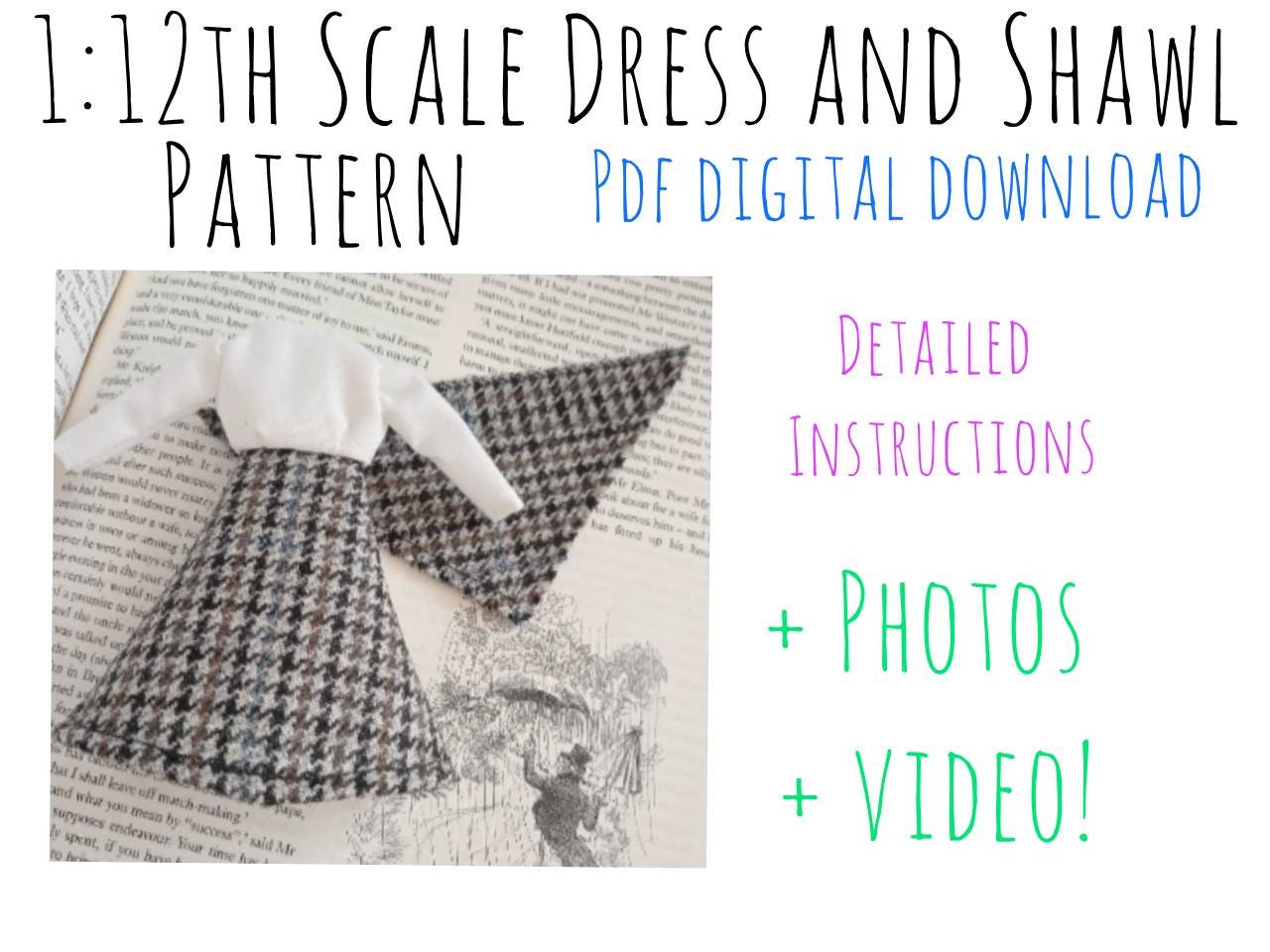 PDF Pattern 1:12 Scale Dress and Shawl DIY Sewing Pattern - Etsy