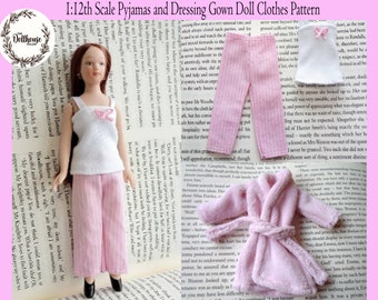 PDF Pattern 1:12 Scale Doll Clothes, DIY Pyjama and Dressing Gown Sewing Pattern