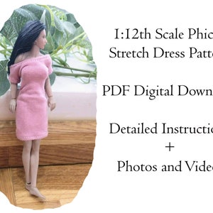 PDF Pattern 1:12 Scale Doll Clothes, DIY Phicen TB League Dress Sewing Pattern