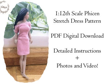 PDF Pattern 1:12 Scale Doll Clothes, DIY Phicen TB League Dress Sewing Pattern